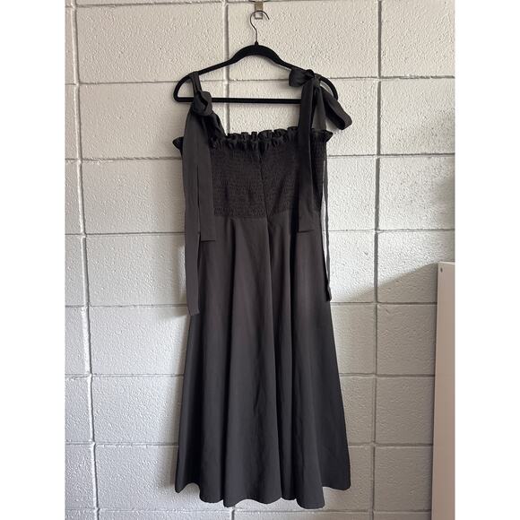Women's House of CB Carmella Black Shirred Midi Sundress sz L Plus Cup Coquette - Picture 4 of 5